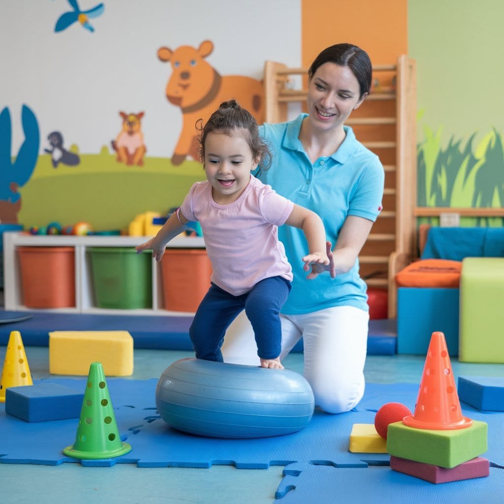A photo of a Cheerful Pediatric Physiotherapy