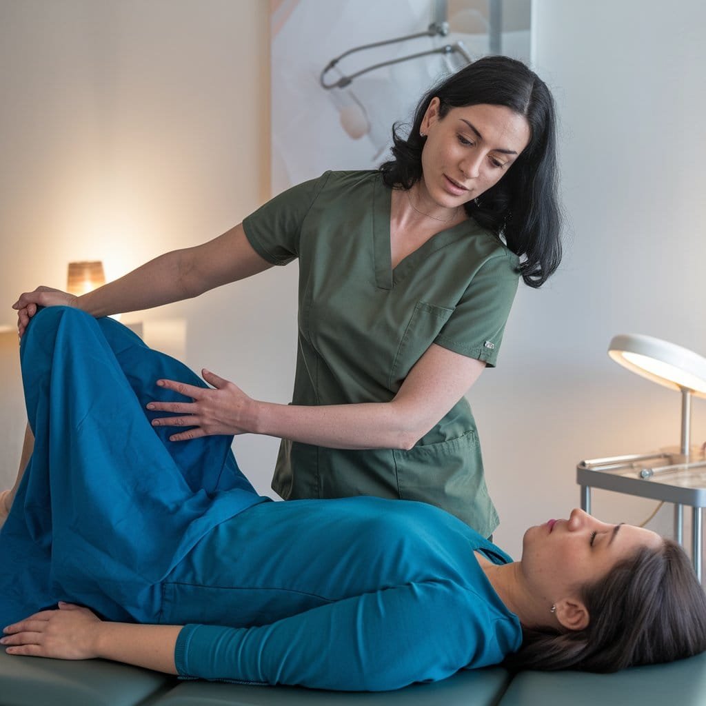 A photo of a physiotherapist demonstration