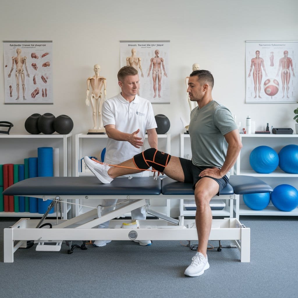 A photo of a professional orthopedic physiotherapist.