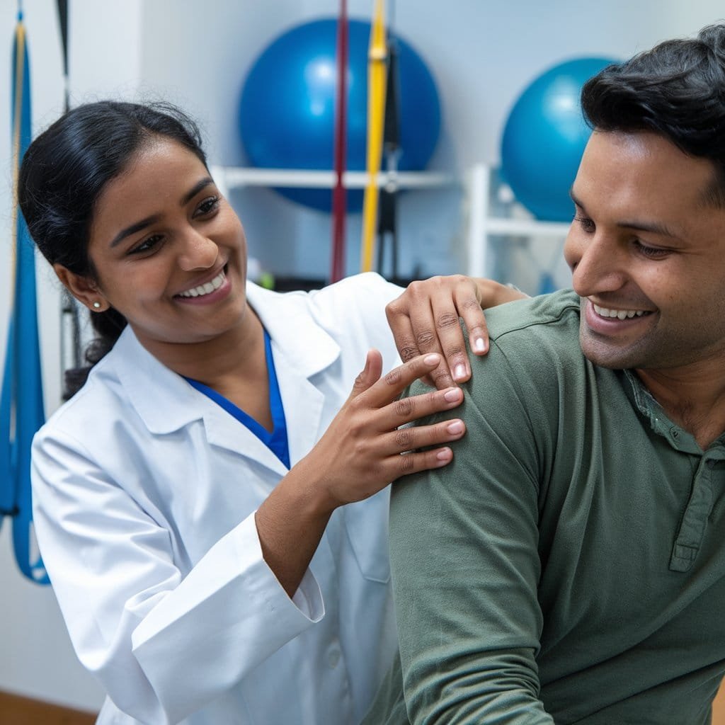 A photo of an Indian Physiotherapist.